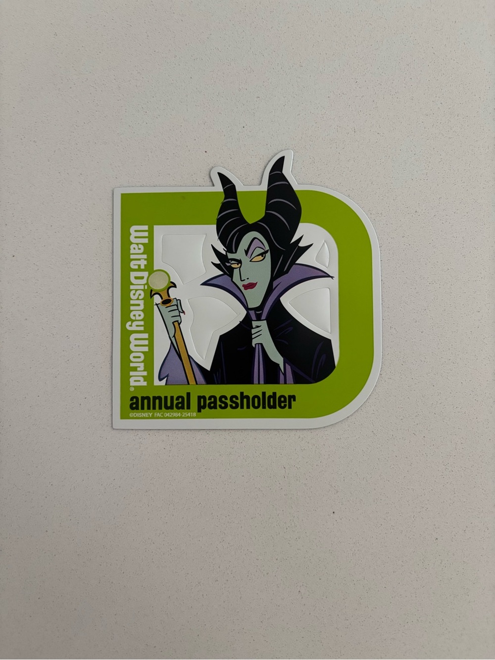 Disney World Maleficent Magnet — Lime Green, Black, Purple, Cream